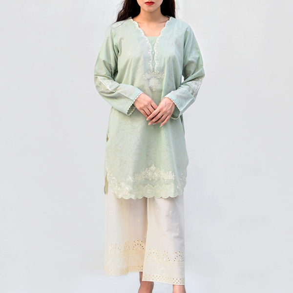 2-Piece Embroidered Lawn Mint Green (Pret)