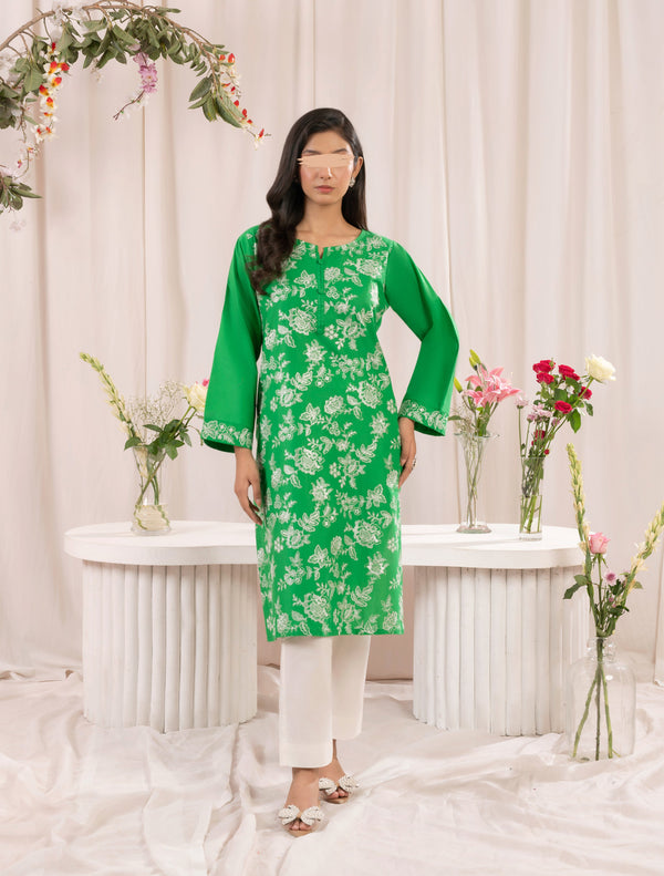 Embroidered Lawn Stitched Shirt - Green