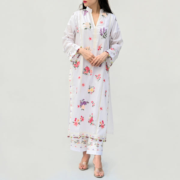 2-Piece Embroidered Lawn White (Pret)