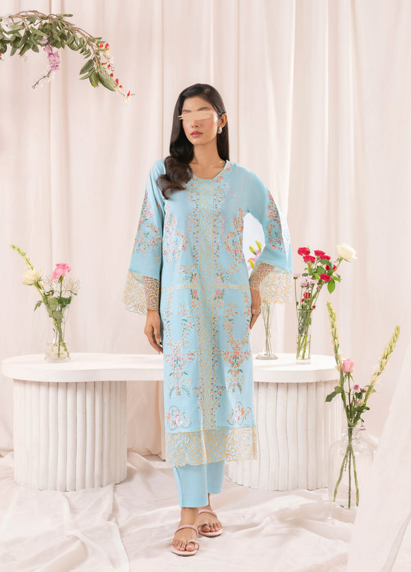 2-Piece Embroidered Lawn Sky Blue(Pret)