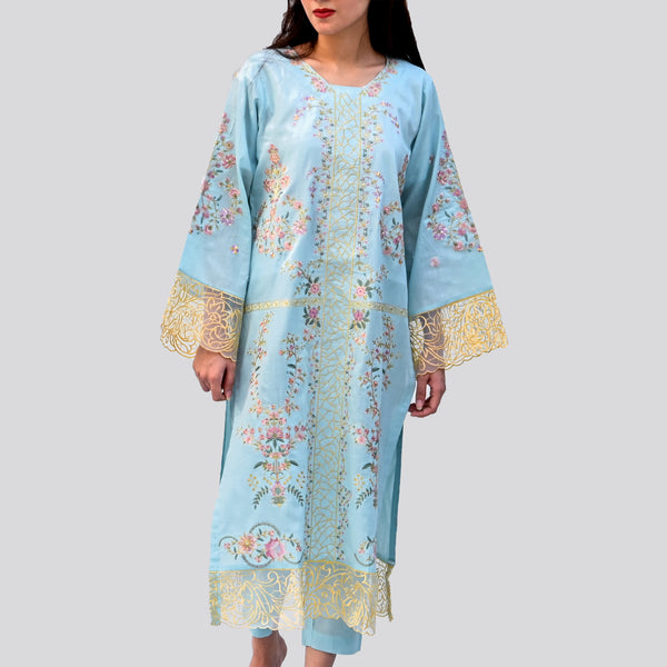 2-Piece Embroidered Lawn Sky Blue(Pret)