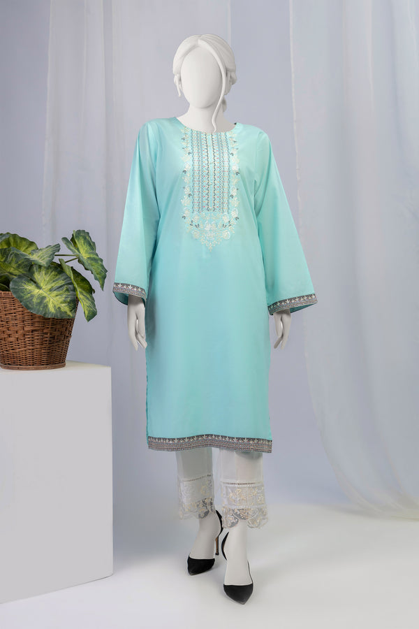 1-Piece Embroidered Cotton Lawn Blue (Pret)