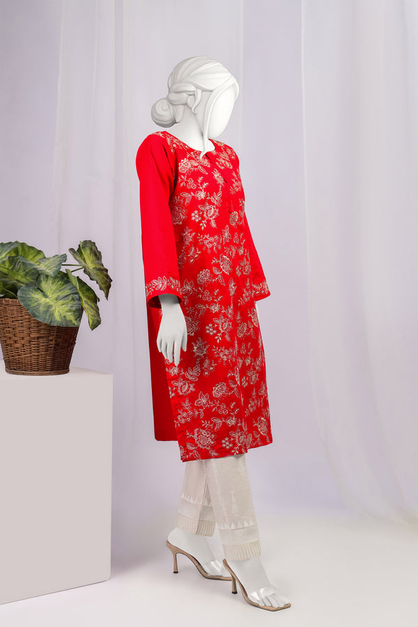 1-Piece Embroidered Cotton Lawn Red (Pret)