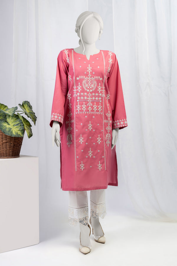 1-Piece Embroidered Cotton Lawn Pink (Pret)