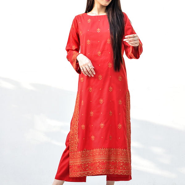 2-Piece Embroidered Lawn Red (Pret)